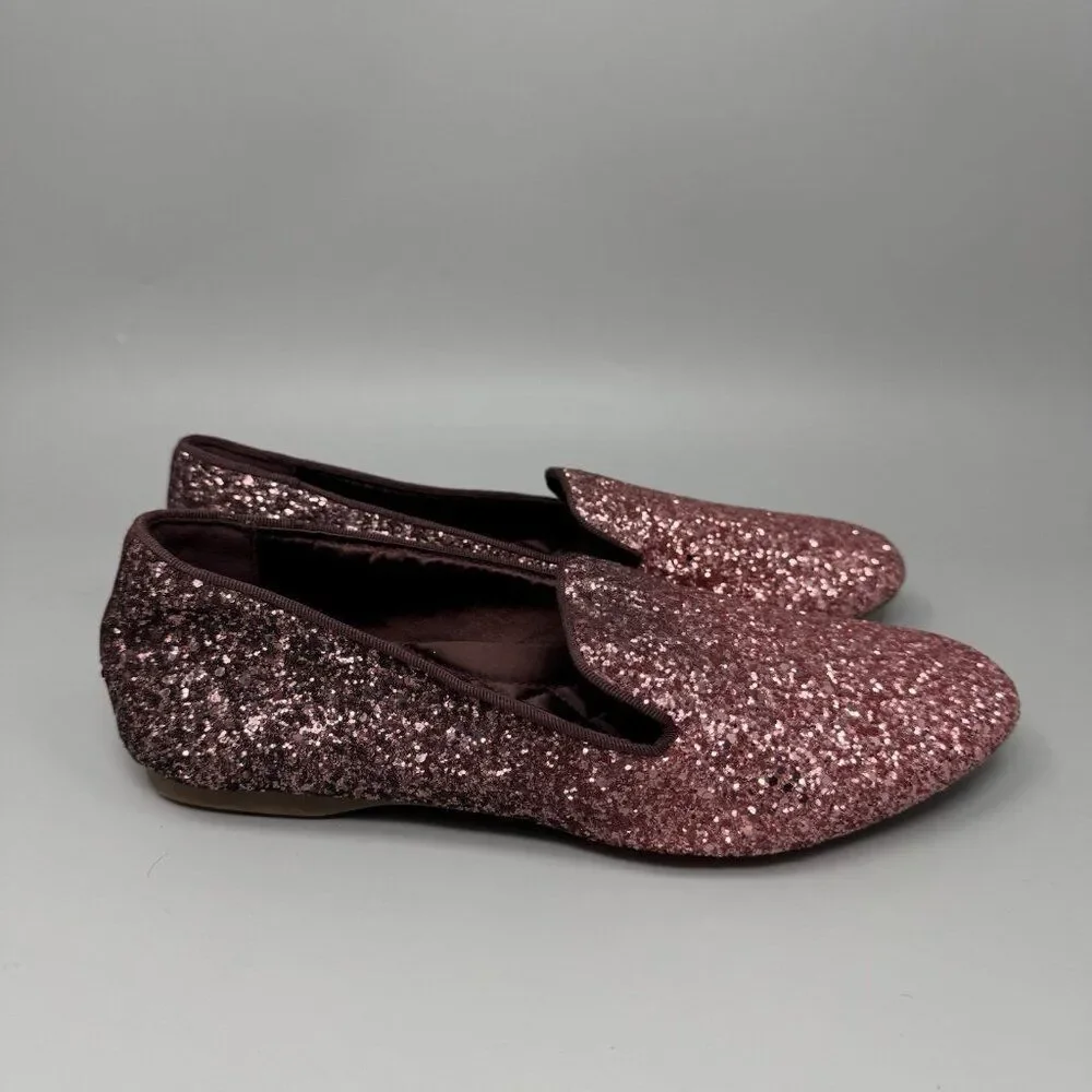 Birdies Shoes Womens 7.5 The Starling Rose Pink Glitter Sparkle Slip On Flats